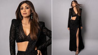 Shilpa Shetty Rocks a Gorgeous Shimmery Black Saree-Gown for a Sangeet Night (View Pics)